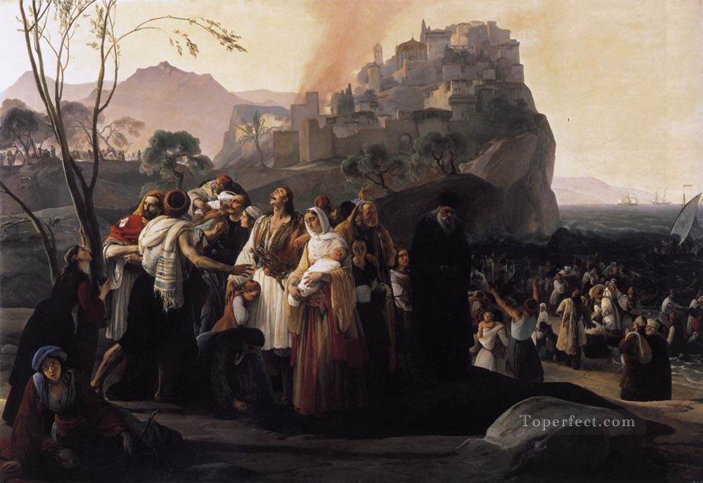 パルガの難民 ロマン主義 フランチェスコ・ヘイエズ油絵